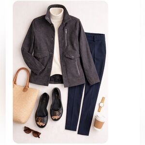 Nau Transporter Gray Wool Blend Pea Coat S